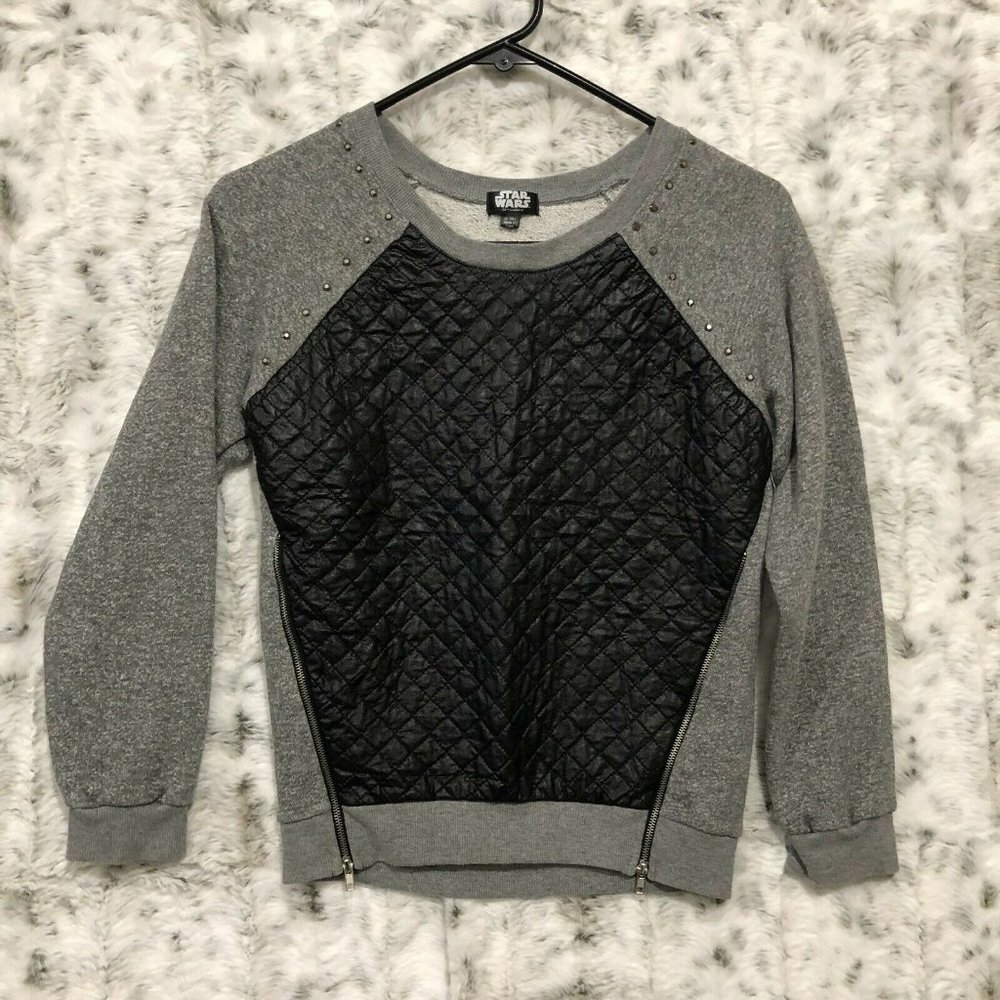 Star Wars Exclusive Faux Leather Long Sleeve Top Sweatshirt Girl's Youth XL (16)